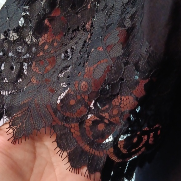 For Love and Lemons Black Dress Blouse with Lace Flare Sleeves NWT Small To Med - Picture 3 of 6